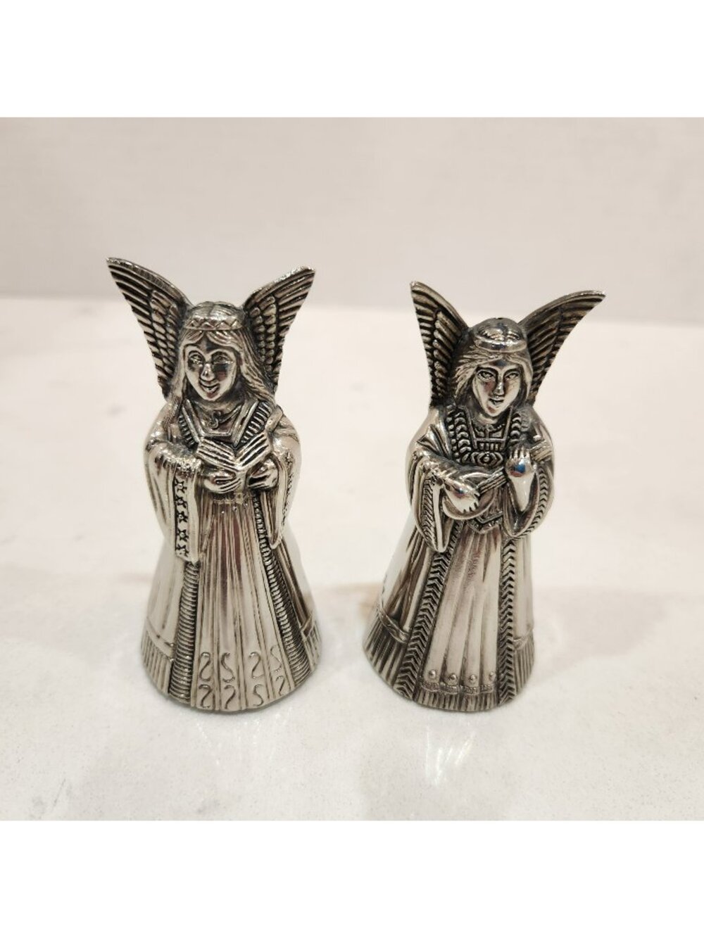 Vintage 1950s International Silver Co Silverplate Angel Salt Pepper Shakers Set